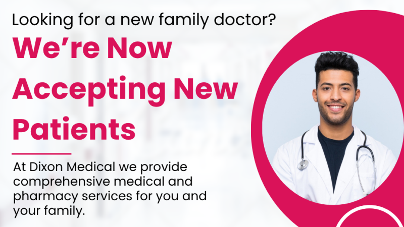 walk-in clinic, pharmacy and family practice - accepting ne patients